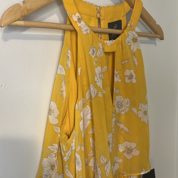 Adrianna Papell NWT Yellow with White Flowers Halter Maxi Dress Size 8 Wedding - Picture 6 of 11
